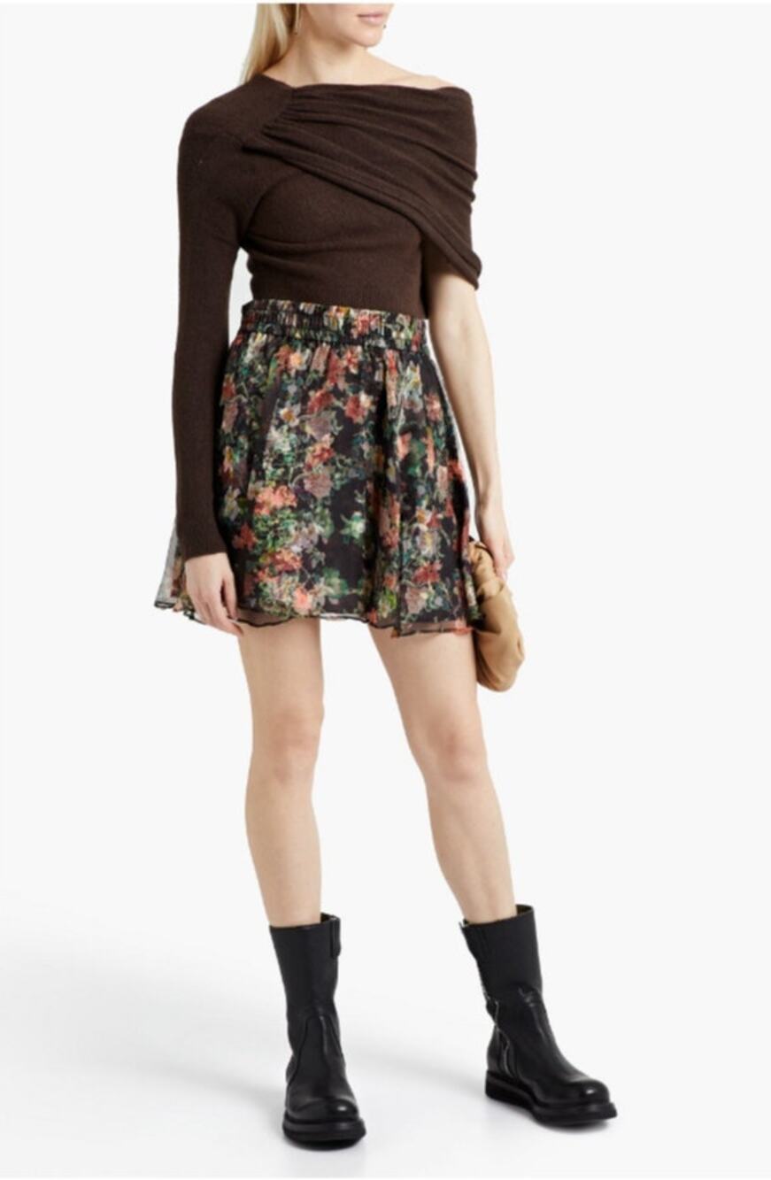 Alice & Olivia - Dionne Floral Print Silk Mini Skirt - Size 8